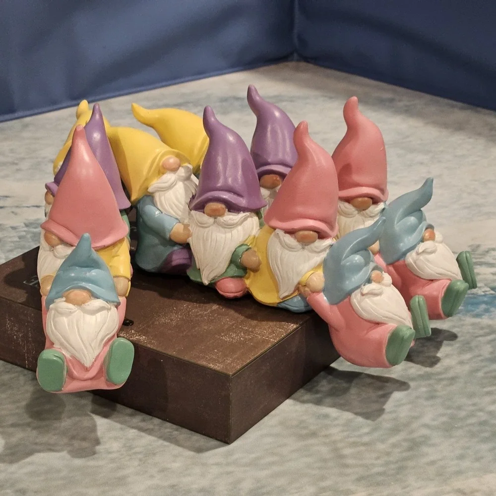 Pastel Spring Easter Gnome Figurines Set Of 3 Shelf Sitters‎